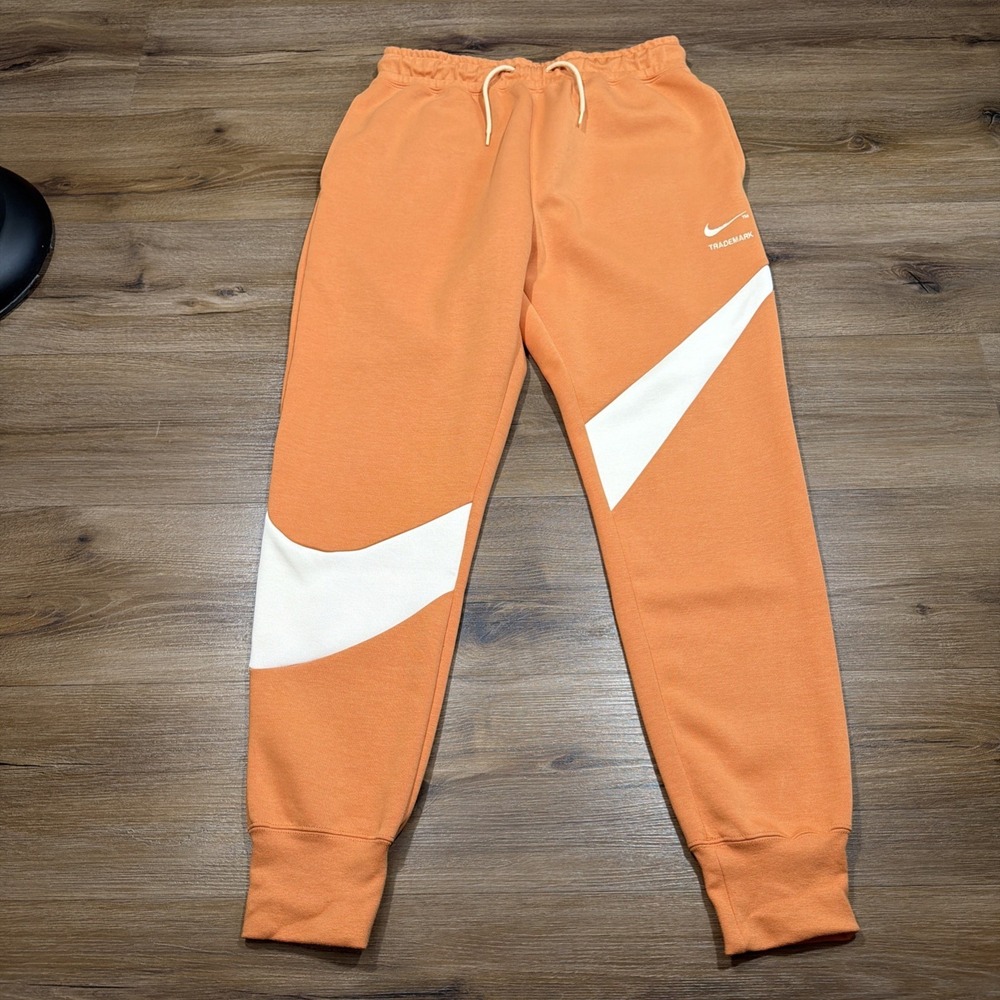 Nike Men's SMALL Sportswear Swoosh Tech Fleece Orange White Jogger DH1023-808
